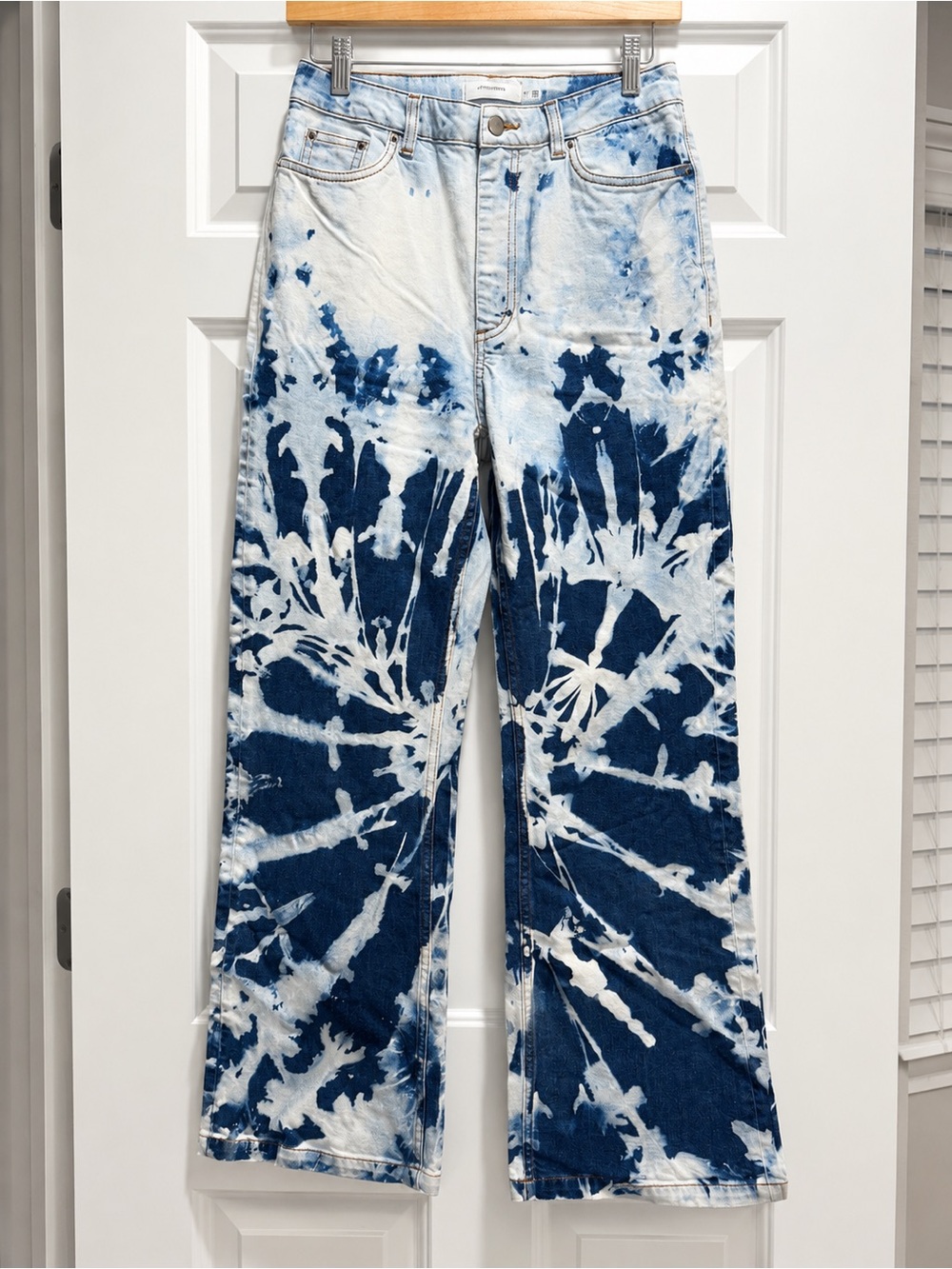 Paris Atelier Tie Dye Wide Leg Jeans High Rise Statement Denim EUR 28